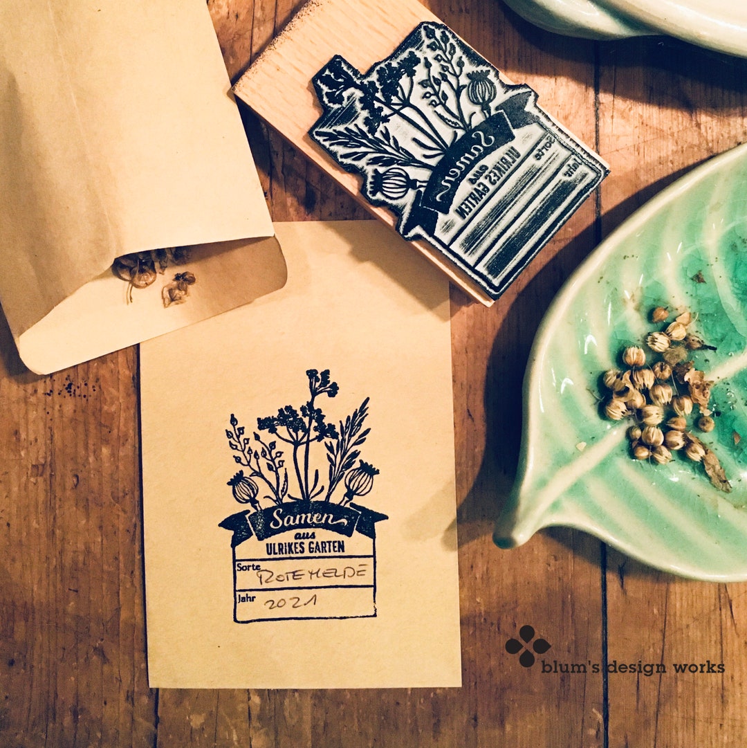 Stempel für Samen aus dem eigenen Garten Samentütchen Stempel für