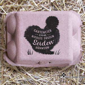 Eierdoos stempel | aanpasbare kippenstempel | Zijdehoen stempel | Cadeau voor eigenaren van Seidis