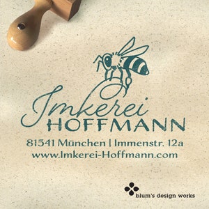 Imker Logo mit Biene Adress-Stempel oder Druckdaten Bild für Social Media Bild 1