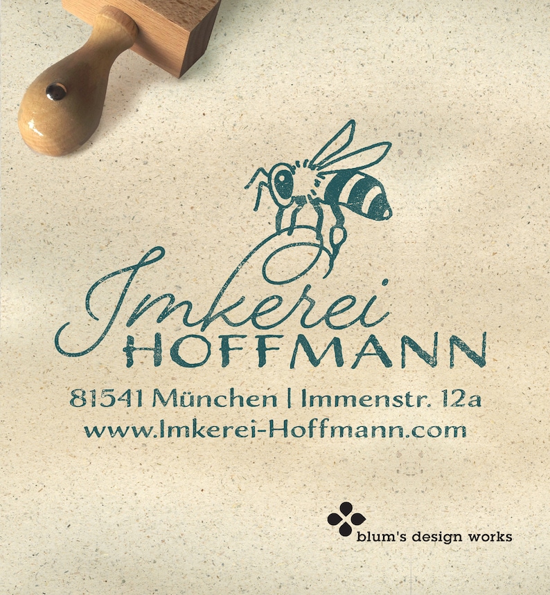 Imker Logo mit Biene Adress-Stempel oder Druckdaten Bild für Social Media Bild 1