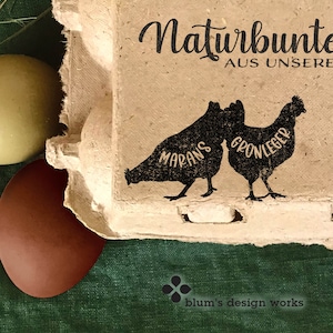 Stamp set with chicken breeds for egg cartons | for naturally colored eggs | 17 different chicken breeds, duck, goose and quail to choose from