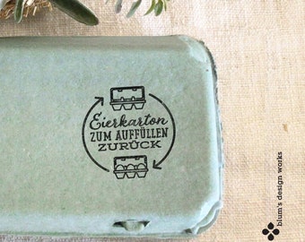 Stamp for egg carton reuse | Egg box returned to refill