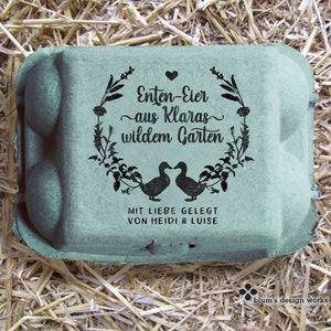 EEND eierdoos stempel | gepersonaliseerde kransstempel voor eendeneieren | Eend stempel