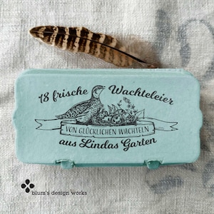 Stamp for quail egg boxes | Personalized stamp for 6, 12, or 18-piece quail egg boxes | Gift for quail keepers