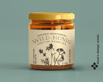 Personalizable wild honey label 85 x 55 mm | or stamp | Wild honey labels | Gift for beekeepers