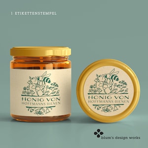 Honey label stamp | Beekeeper address with bee for business papers, packaging, social media