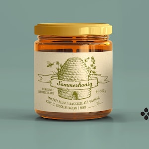 Customizable design for honey labels | Stamp, print template, or ready-made labels