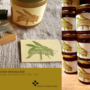 Beekeeper logo with bee | Stamp or file for honey labels
