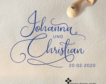 Hand lettered wedding logo, as a stamp or print file