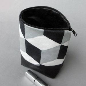 Kosmetikbeutel Cube schwarz weiß mit Wachstuch Bild 4