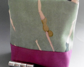 Kosmetiktasche Wasserballett dusty mint mit Wachstuch