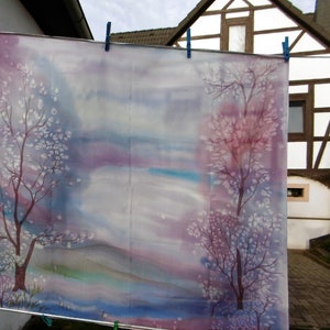 Seidentuch handgemalt Landschaft Bild 5