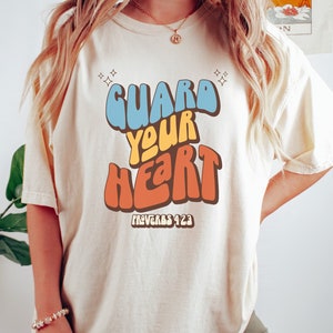 Christian Shirt Bible Verse Shirt Proverbs Shirt Comfort Colors Tshirt Faith Pray Shirt Guard Your Heart Retro Christian Gift Jesus Shirt