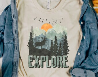 Explore Shirt Explore More Mountain T-Shirt Mountain Graphic Tee The Mountains Are Calling Hike More Adventure Graphic Outdoor Lover Gift