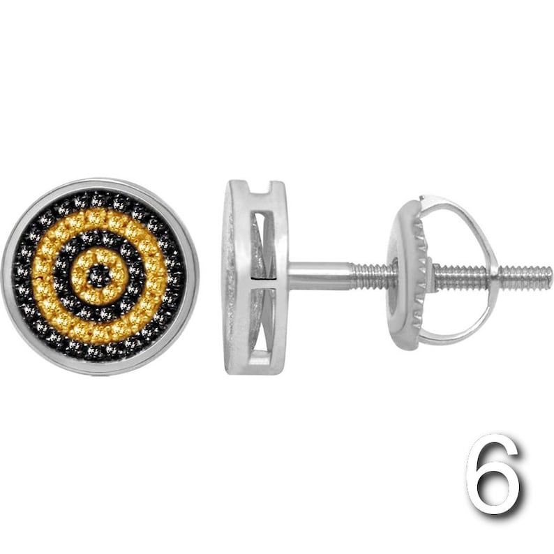 0.45 Ct 925 Sterling Silver H SI2-3 Round Multi Color Diamond Mens Ladies Round Studd Hip Hop Earring Pave set Hand Made Gift Earring
