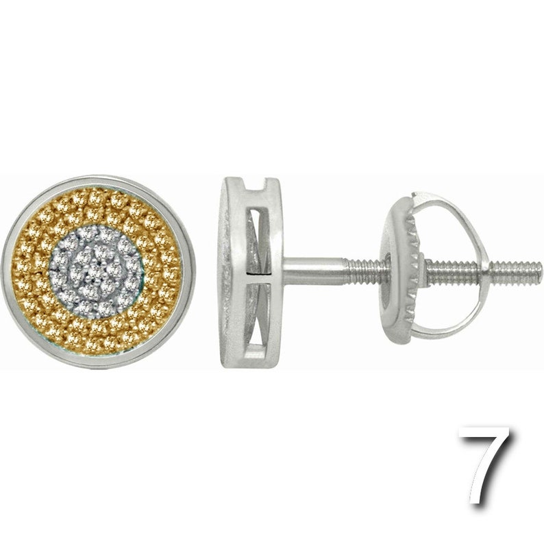 0.45 Ct 925 Sterling Silver H SI2-3 Round Multi Color Diamond Mens Ladies Round Studd Hip Hop Earring Pave set Hand Made Gift Earring