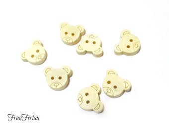20MM RETRO TEDDY BÄR HOLZKNÖPFE BRAUN KNOPF BABY KINDER HANDMADE BÄRCHEN KNÖPFE