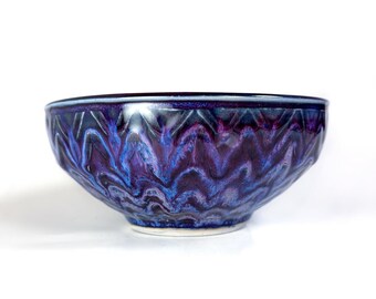 Seeping Iris Violet Shallow Bowl - Handmade Pottery Bowl - Blue and Purple Modern Ceramic Bowl - Rustic Ceramic Bowl - Modern Pottery bowl