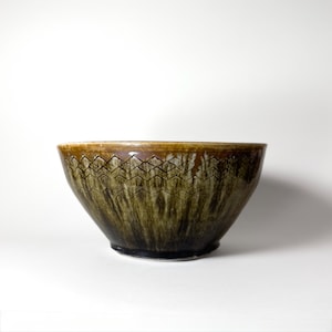 Jungle Green and Temmoku Bowl - Modern Ceramic Ramen Bowl - Bowls - Handmade Pottery Bowl - Utilitarian Ceramic Bowl - Highfire Pottery