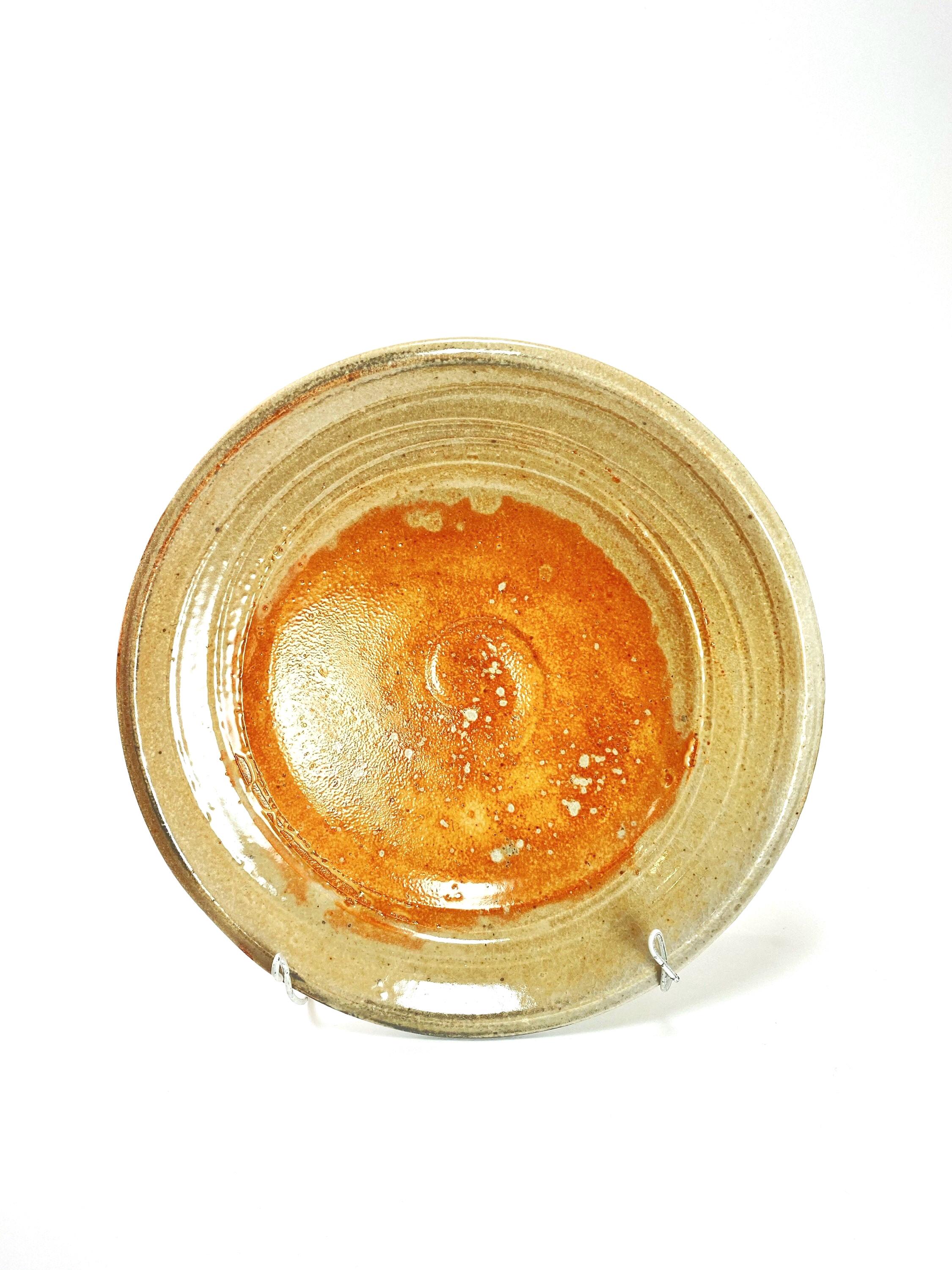 Handmade Orange Shino Ceramic Plate - Dinner Plate - 7in Ceramic Plates - Perfect Handmade Gift - Highfire Pottery - Stoneware Salad Plate