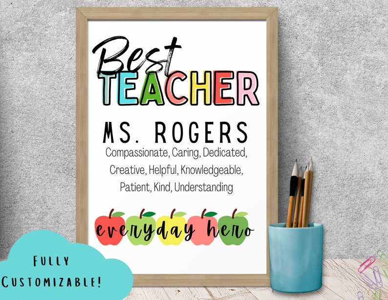 Best Teacher Gift, Teacher Printable, Teacher Christmas Gift, Teacher ...