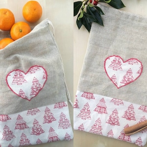Reusable Linen Cotton Gift Bag: Scandi Christmas Sack