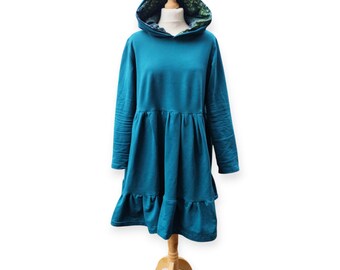 hooded denim pullover dress Womens Oversize Loose Hoodie Long Sleeves Denim Dress Casual Fashion Jeans Gown