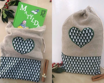 Burlap Christmas Sack: Reusable Fabric Gift Bag with Applique