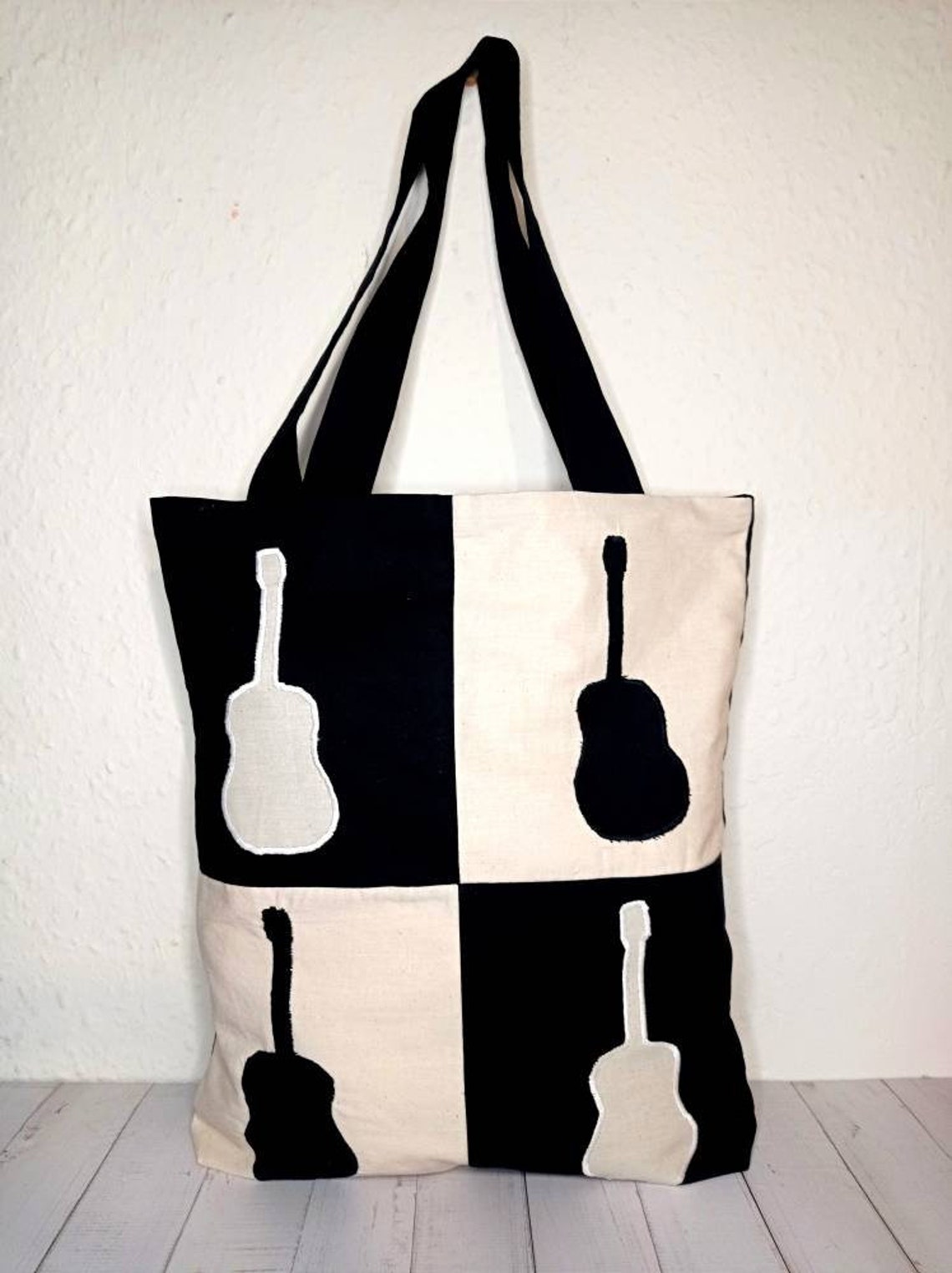 CafePress Acoustic Guitar Design Tote Bag - Natural Canvas Reusable Shopping Bag