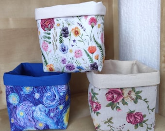 petit panier de rangement en tissu de coton, tube décoratif, bac de rangement, organiseur de bureau
