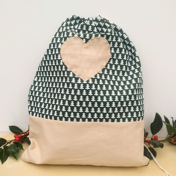 Sac cadeau écologique, sac cadeau de Noël réutilisable, emballage de Noël, sac de Noël, sac cadeau en coton, sac de style scandi, remplisseurs de bas de Noël