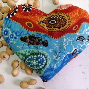 Heart shaped heater, abstract cherry pits heat and cold pack, microwavable heating pillow, small hot-water bottle, indie teacher gift
