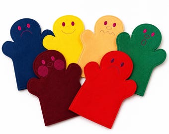 Embroidered Emotion Hand Puppets: Visual Learning Set