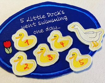 5 little ducks went swimming one day, visual play, toddler play, nursery rhyme toys, sensory play, visual play