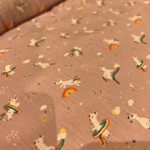 Tessuto di cotone rosa unicorno, larghezza 150 cm, quarto di grasso, metro, vendita di tessuto mezzo metro unicorno