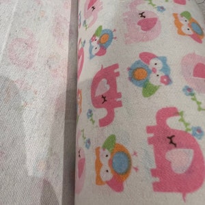 Elephant, pink, safari Brushed Cotton fabric 1/2 metre/ metre fabric sale