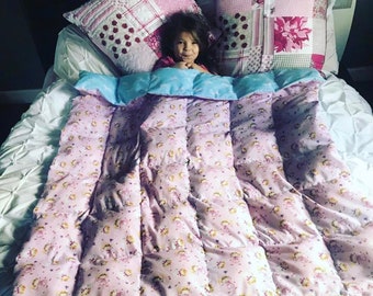 Children’s personalised Weighted Blanket, child’s personalised weighted blanket 102x145cm, weighted blankets lots of fabric options