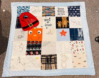 Handmade memory blanket, made from your clothes, personalised square patch memory blanket, memory blanket patchwork