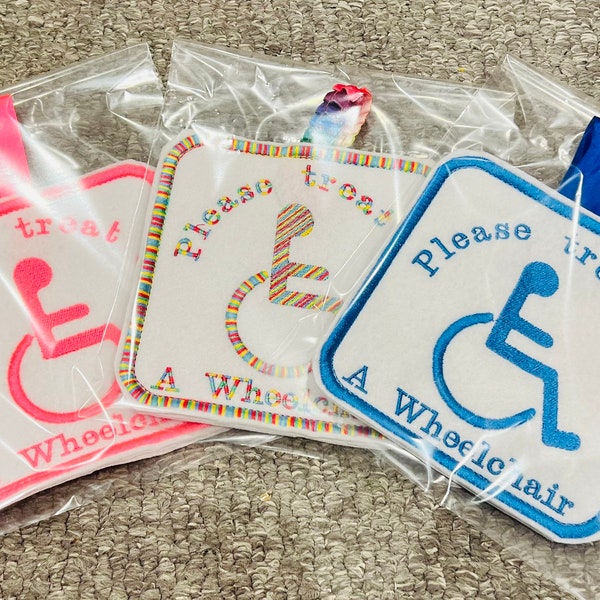 Please treat as a wheelchair sign, pushchair disability sign, patch, hanging sign, colour optional