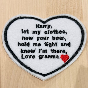 Mini memory bear heart memory patches , personalised bear patches sew on patches, embroidered memory patch sew on patch