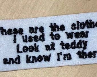 Memory bear Patch, mini memory teddy patch, personalised embroidered memory message patch, sew on patch