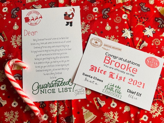Carta Personalizada De Papá Noel + Certificado - Rellena La Caja De Nochebuena Con Magia Navideña Para Niños