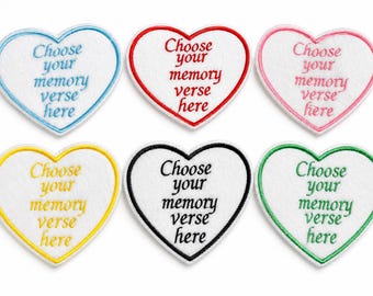 Personalisiertes gesticktes Herz Patch: Individuelle Memory Bear Applikation (70mmx90mm mit 5 Wörtern)
