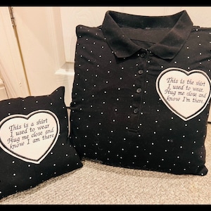 Mini Memory shirt pillow, keepsake pillow, family memory keepsake memory patch pillow, memory cushion Big pillow not included.