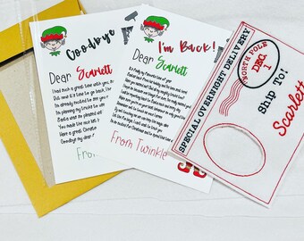 Personalised elf letters set and personalised Elf envelope set, personalised christmas set