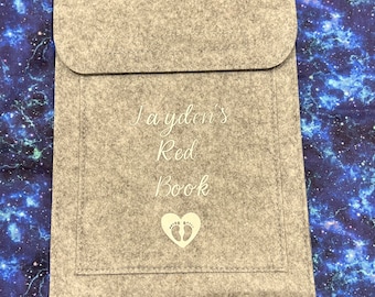 Red book cover, personalised red book cover, baby book cover