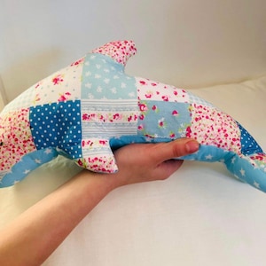 Memory dolphin bum to head 30cm, memory dolphin keepsake, plush dolphin made from your clothes