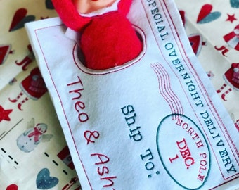 Christmas Elf shelf personalised envelope personalised with one or more names, cute Christmas gift, elf idea gift, elf prop ELF NOT INCLUDED