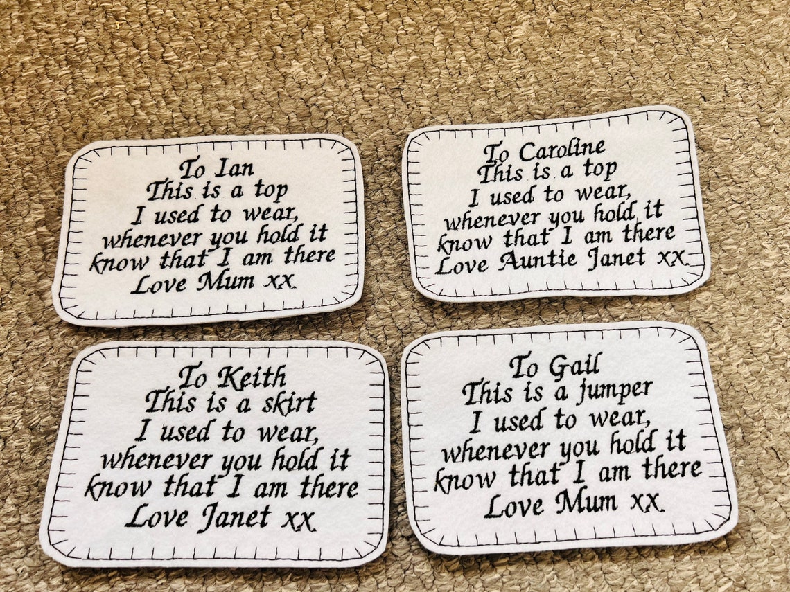 Memory Patch Memory Pillow Patch Personalised Embroidered Etsy