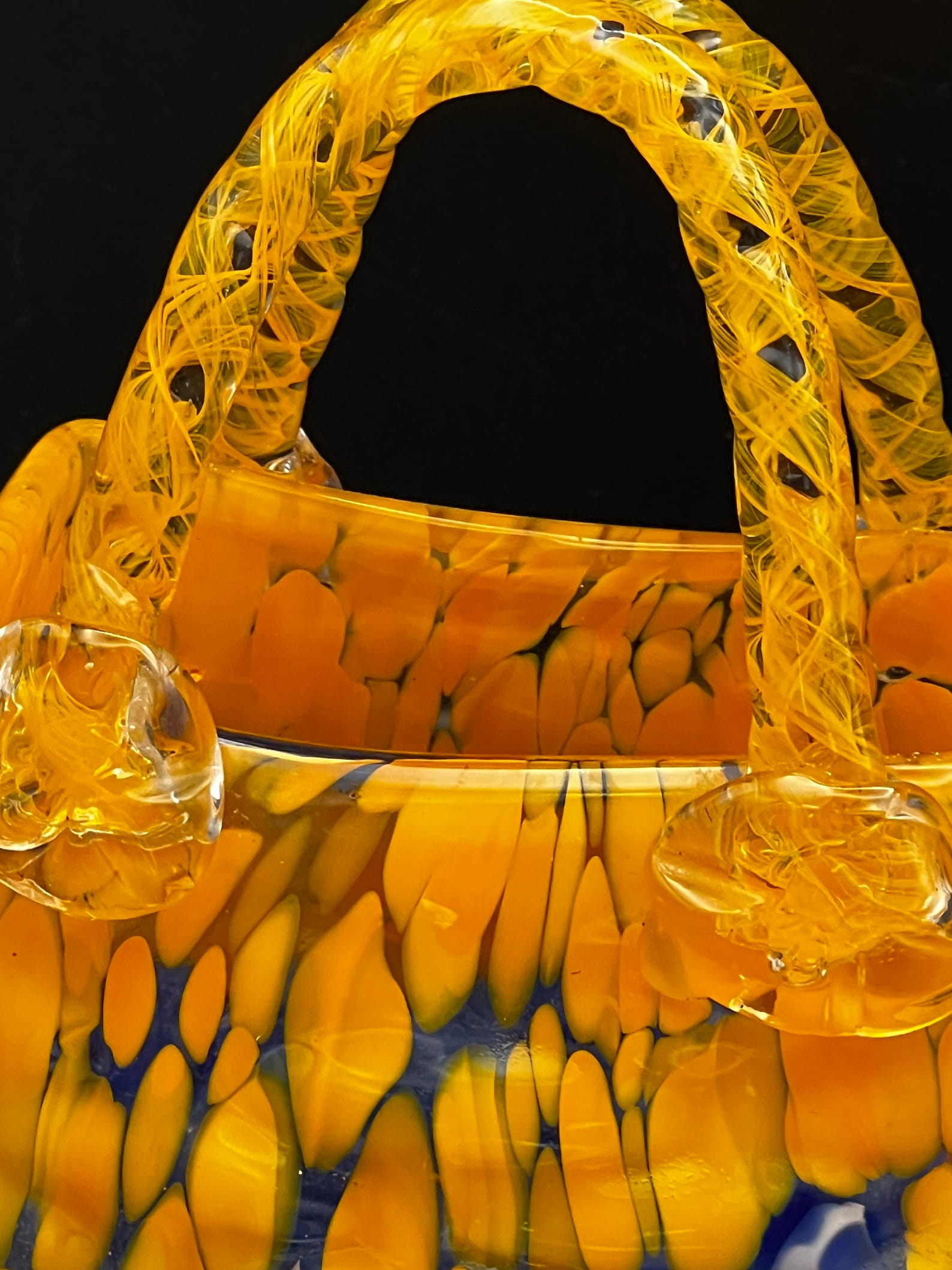 Art Glass Purse Vase Orange and Blue Etsy